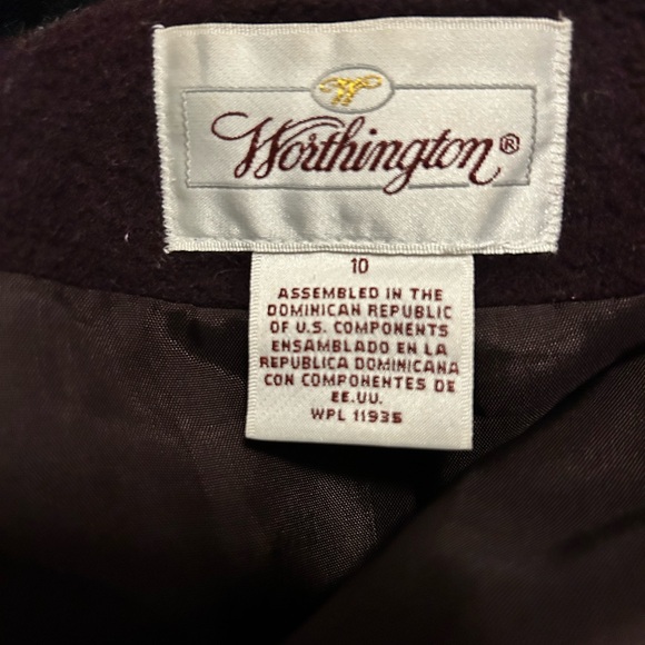 Worthington Dark Burgundy Pea Coat with Black Accents - Picture 7 of 8